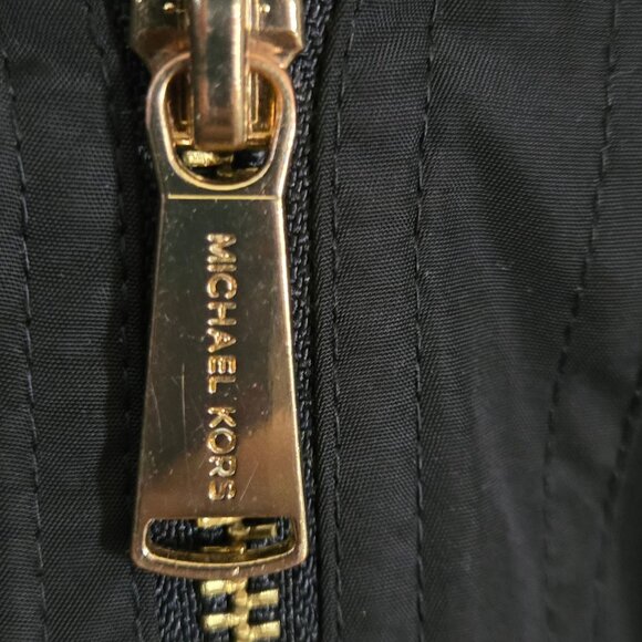Michael Michael Kors Anorak Raincoat Black Gold Logo Hardware Full Zip Size M - Picture 9 of 14